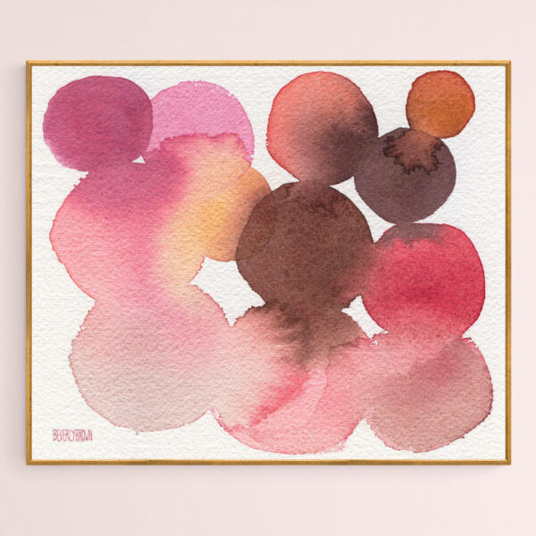 Pink Brown Coral Abstract Watercolor - Giclée Print