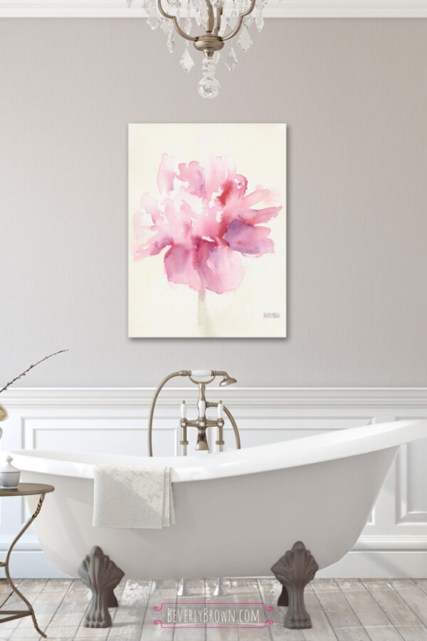 Pink Peony Watercolor Paintings of Flowers - Giclée Print - Image 3