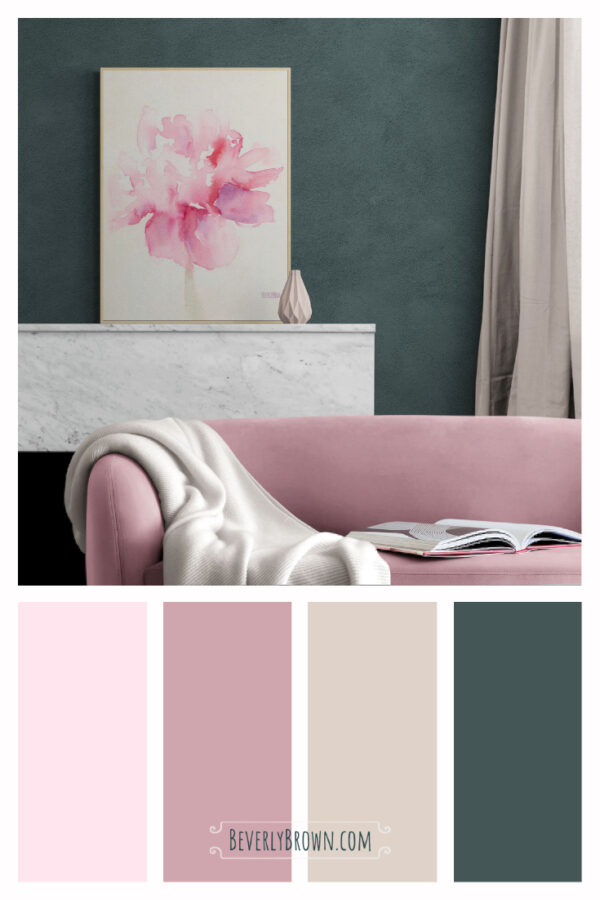 Pink Peony Watercolor Paintings of Flowers - Giclée Print - Image 2