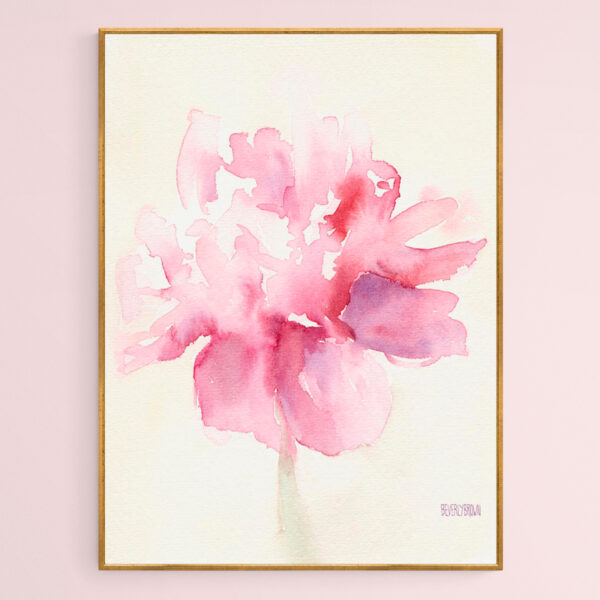 Pink Peony Watercolor Paintings of Flowers - Giclée Print