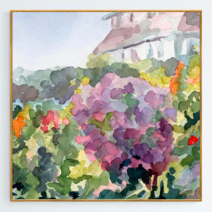 Purple Blossoms Monets Garden Watercolor Painting - Giclée Print