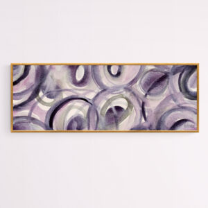Purple and Green Circles Abstract Panoramic Painting - Giclée Print