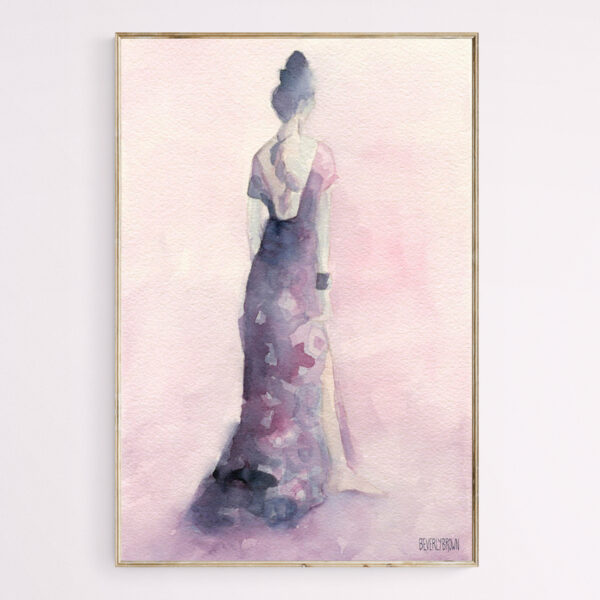 Purple and Pink Evening Dress Watercolor Fashion Illustration - Giclée Print