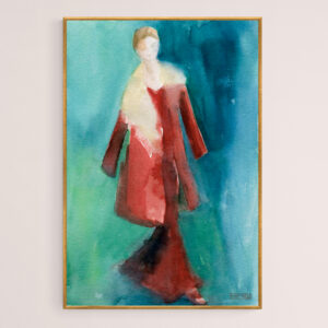 Red Coat and Long Dress Watercolor Fashion Illustration - Giclée Print