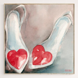 Red Heart Shoes Painting - Giclée Print