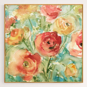 Red Orange and Yellow Ranunculus - Giclée Print