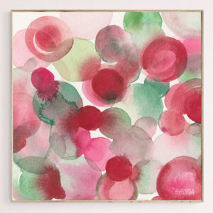 Red Pink Green Abstract Watercolor - Giclée Print