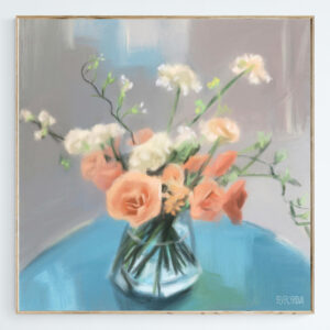 Roses Peach Blue Grey - Giclée Print