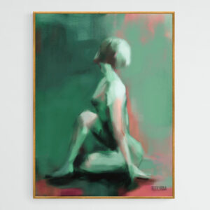 Seated Woman Emerald Jade Coral - Giclée Print