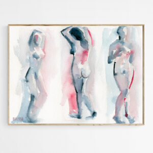 Three Women Pink and Blue  - Giclée Print