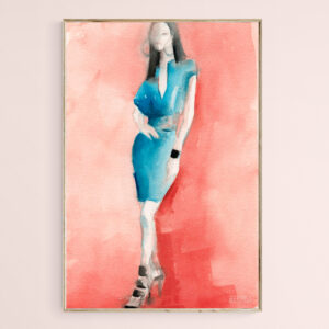 Turquoise Dress Watercolor Fashion Illustration  - Giclée Print