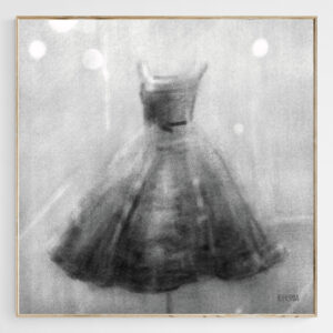 Vintage Black Dress Flaired Skirt Fashion Sketch - Giclée Print