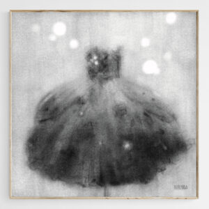 Vintage Black Dress Pannier Skirt Fashion Sketch - Giclée Print