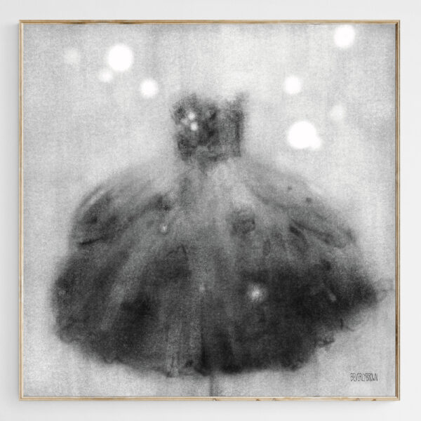 Vintage Black Dress Pannier Skirt Fashion Sketch - Giclée Print