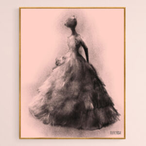 Vintage Fashion Ruffled Ball Gown - Giclée Print