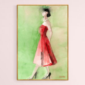 Vintage Red Cocktail Dress Fashion Illustration - Giclée Print