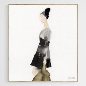 Woman in a Black and Gray Dress - Giclée Print