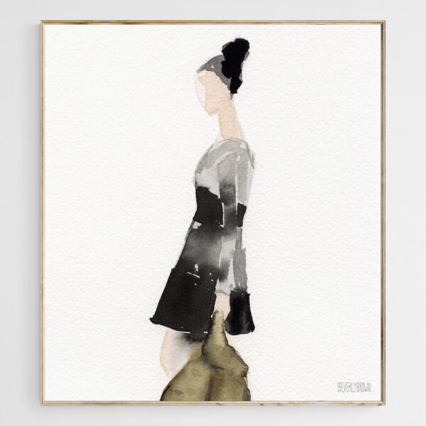 Woman in a Black and Gray Dress - Giclée Print