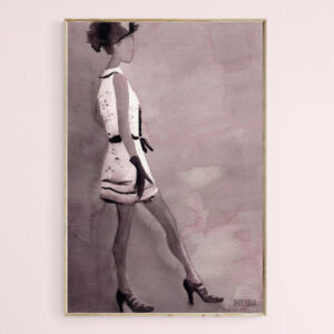 Woman in a Black and White Mini Dress - Giclée Print