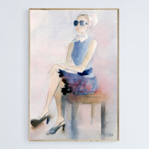 Woman in Plaid Skirt and Big Sunglasses - Giclée Print