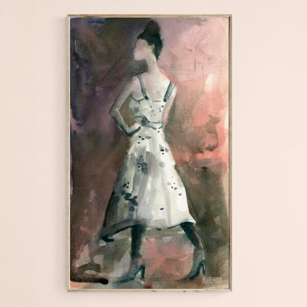 Woman in a White Dotted Dress - Giclée Print