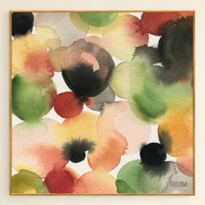 Yellow Green Orange Black Abstract Watercolor - Giclée Print
