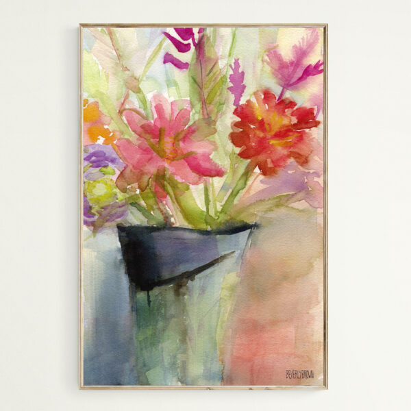 Zinnias in a Vase - Giclée Print