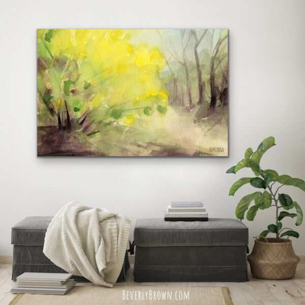 Forsythia in Central Park Watercolor - Giclée Print - Image 2