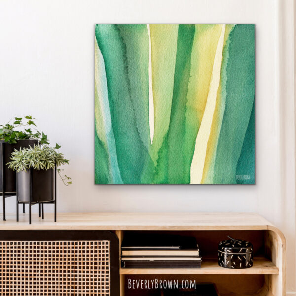 Green Teal and Yellow Abstract - Giclée Print - Image 2