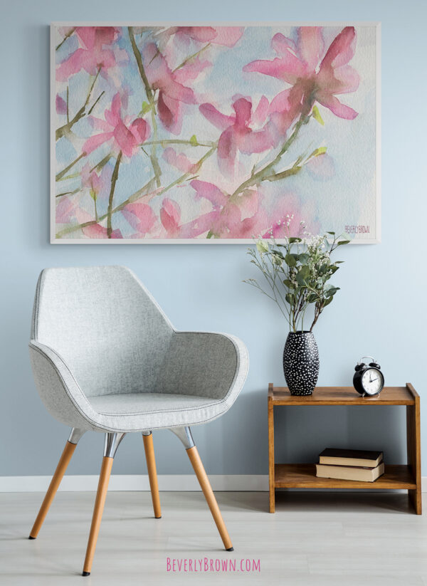 Pink Magnolias Blue Sky - Giclée Print - Image 2