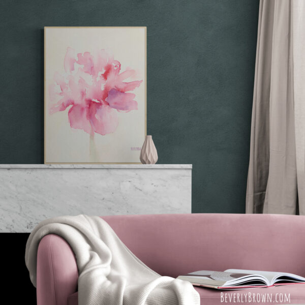 Pink Peony Watercolor Paintings of Flowers - Giclée Print - Image 5