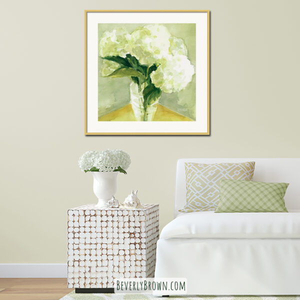 White Hydrangeas Morning Light - Giclée Print - Image 2