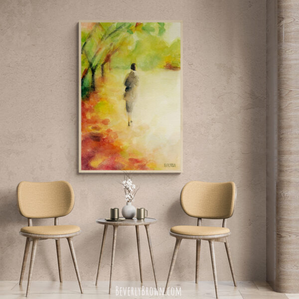Woman Walking Autumn Landscape - Giclée Print - Image 2